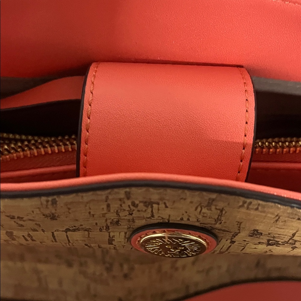 Anne Klein Coral and Tan Tote Bag - Picture 4 of 13